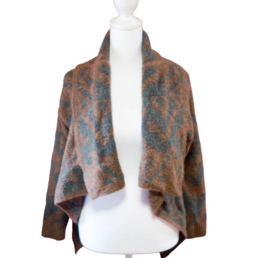 Prana Open Cardigan Brown and Black Aztec Print Size Extra Small